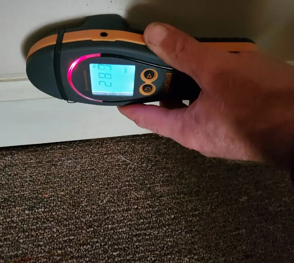 Moisture detection at baseboard during Sewage Cleanup & Sanitation in Maumelle